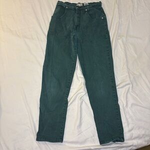 Vintage French Dressing Forest Green High-Waisted Jeans Size 8 Petite 8P